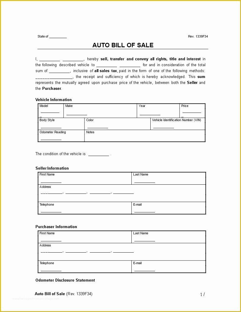 Free Vehicle Bill Of Sale Template Pdf Of Free Printable Vehicle Bill