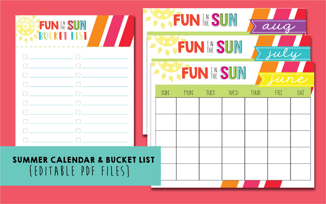 Printable Summer Bucket List + Summer Calendar - Eighteen25