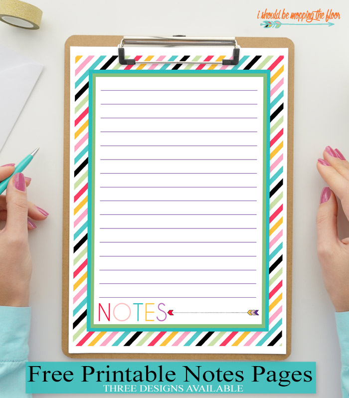 Free Printable Notes Page | i should be mopping the floor