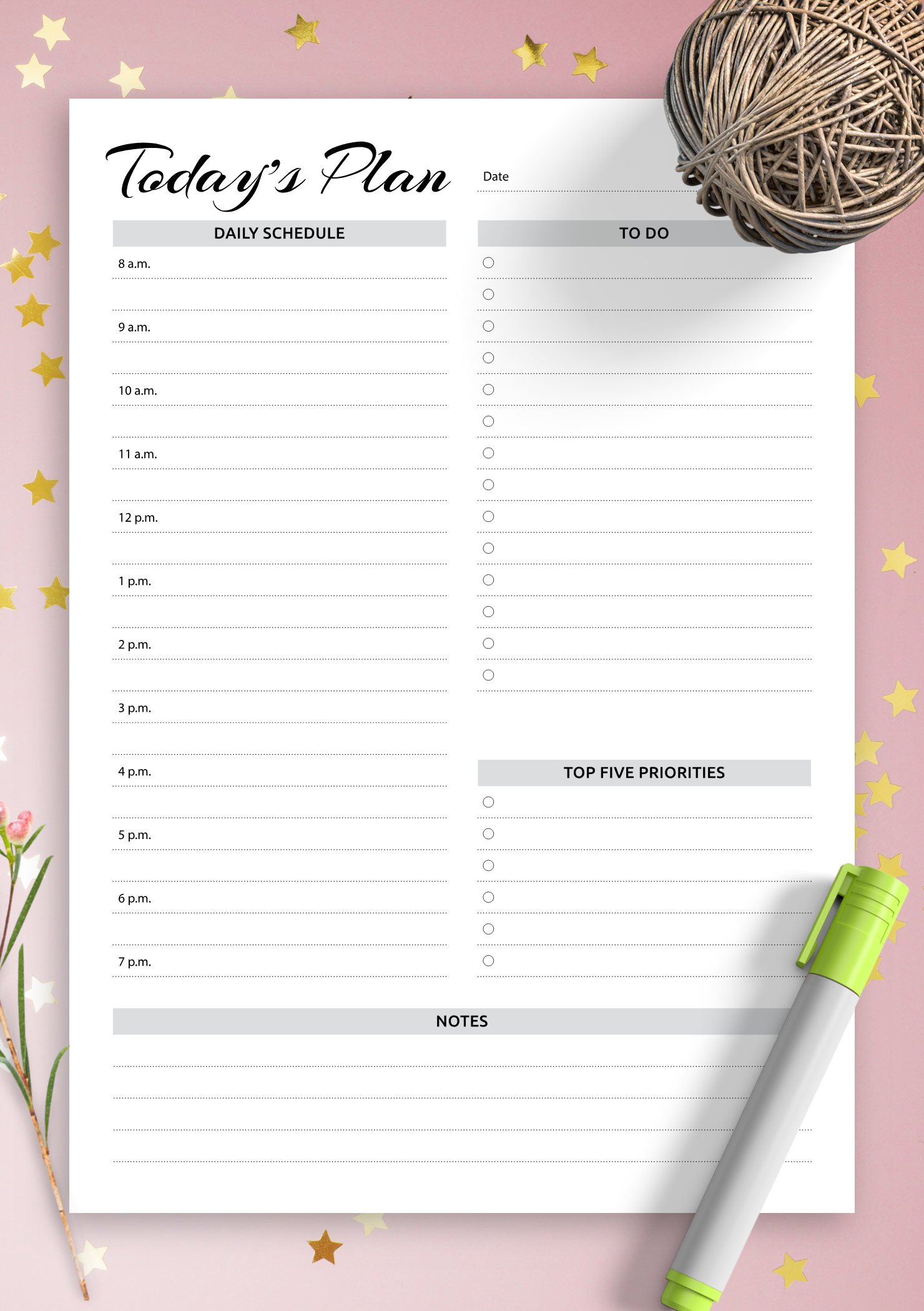 Daily Hourly Schedule Print Out :-Free Calendar Template