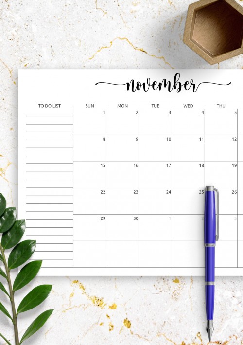 November 2023 Calendar - Download Printable Templates PDF