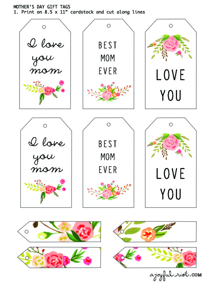 Mother's Day Gift Tags | Free Printable Friday | A Joyful Riot