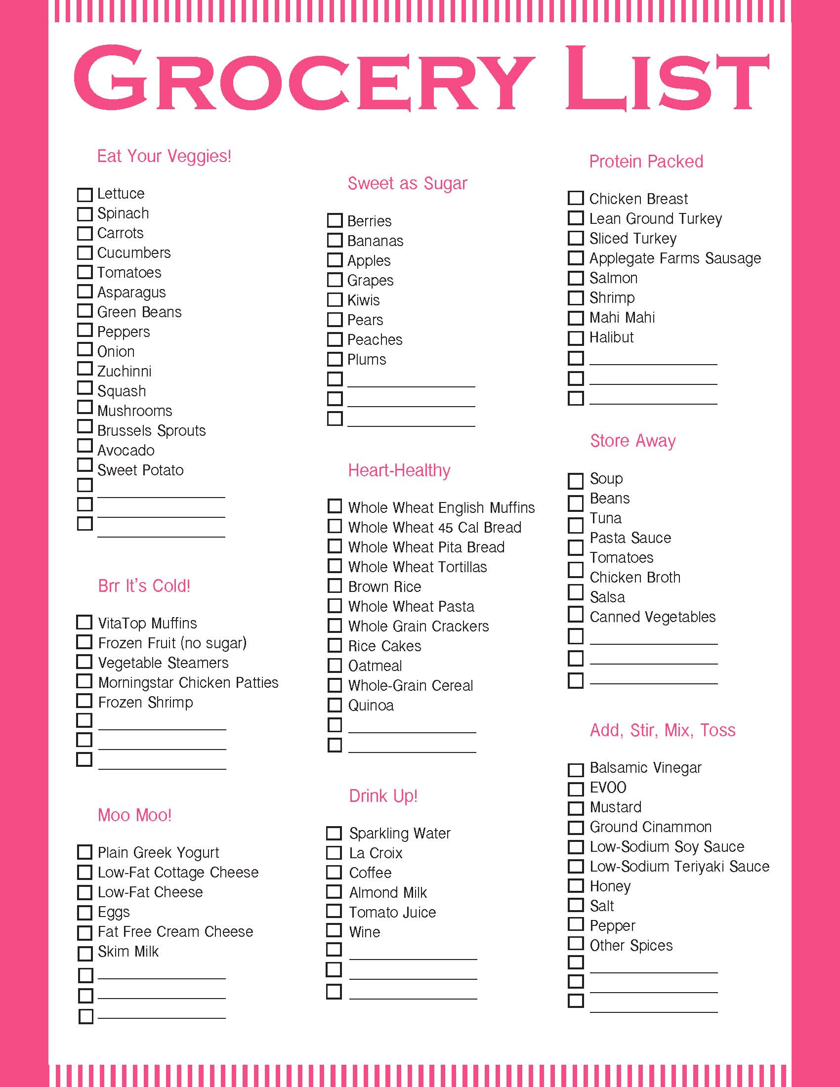 Simple Printable Grocery Lists - Blank Grocery List