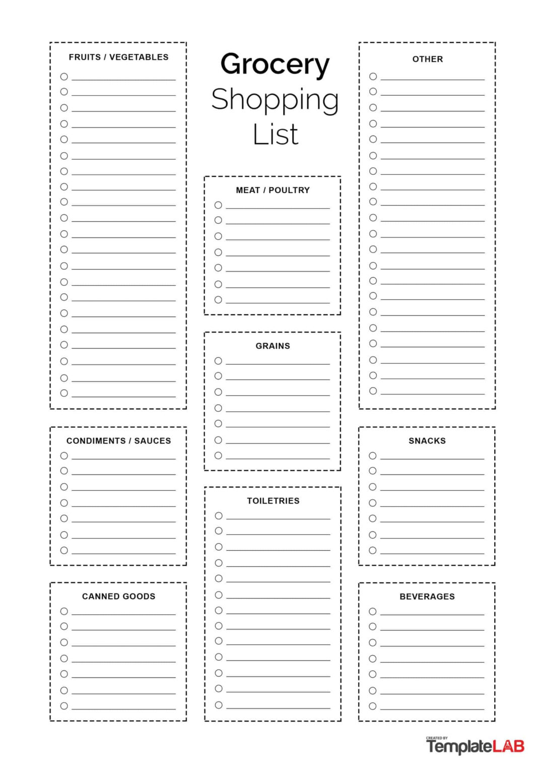 40+ Printable Grocery List Templates (Shopping List) ᐅ Regarding Blank