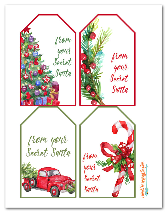 Free Printable Secret Santa Gift Tags | Santa gift tags, Secret santa