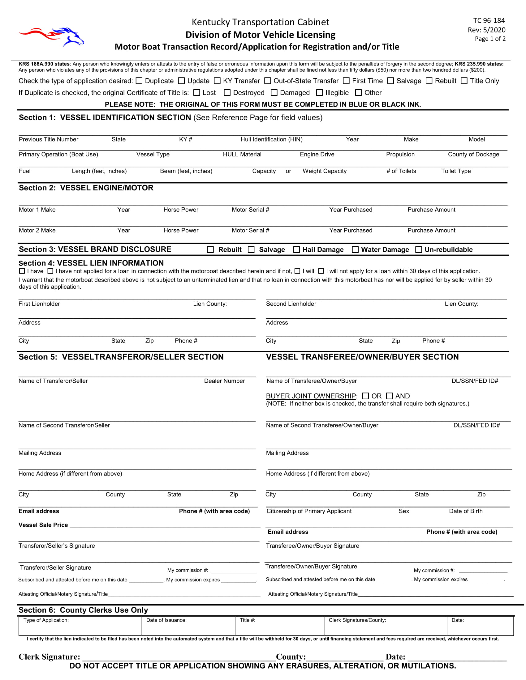 Fillable Kentucky Bill of Sale Form - PDF Templates