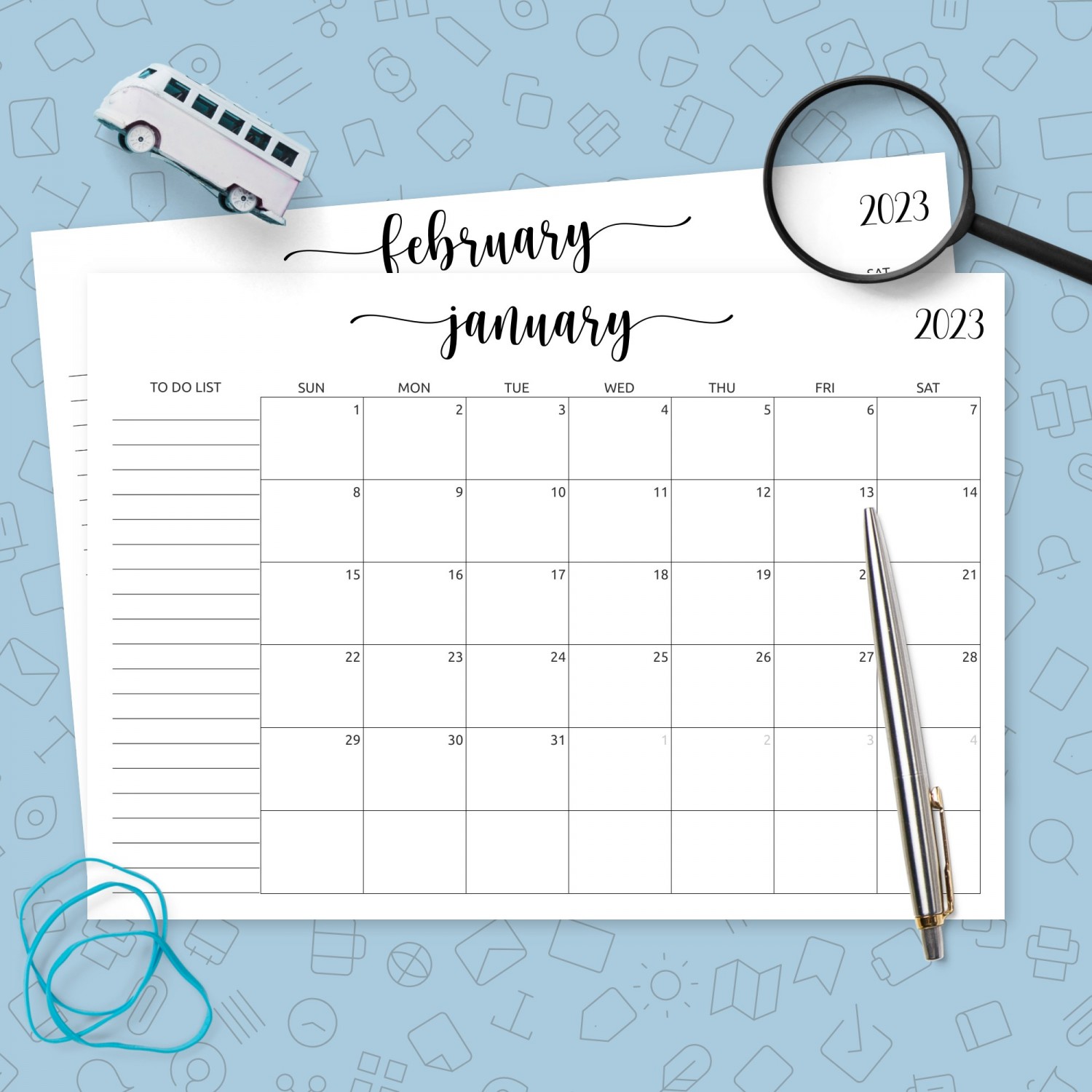 Monthly Calendar with To-Do List Template - Printable PDF
