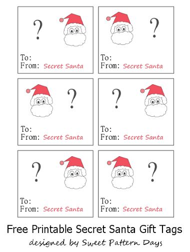 Secret Santa Gift Tags Printable