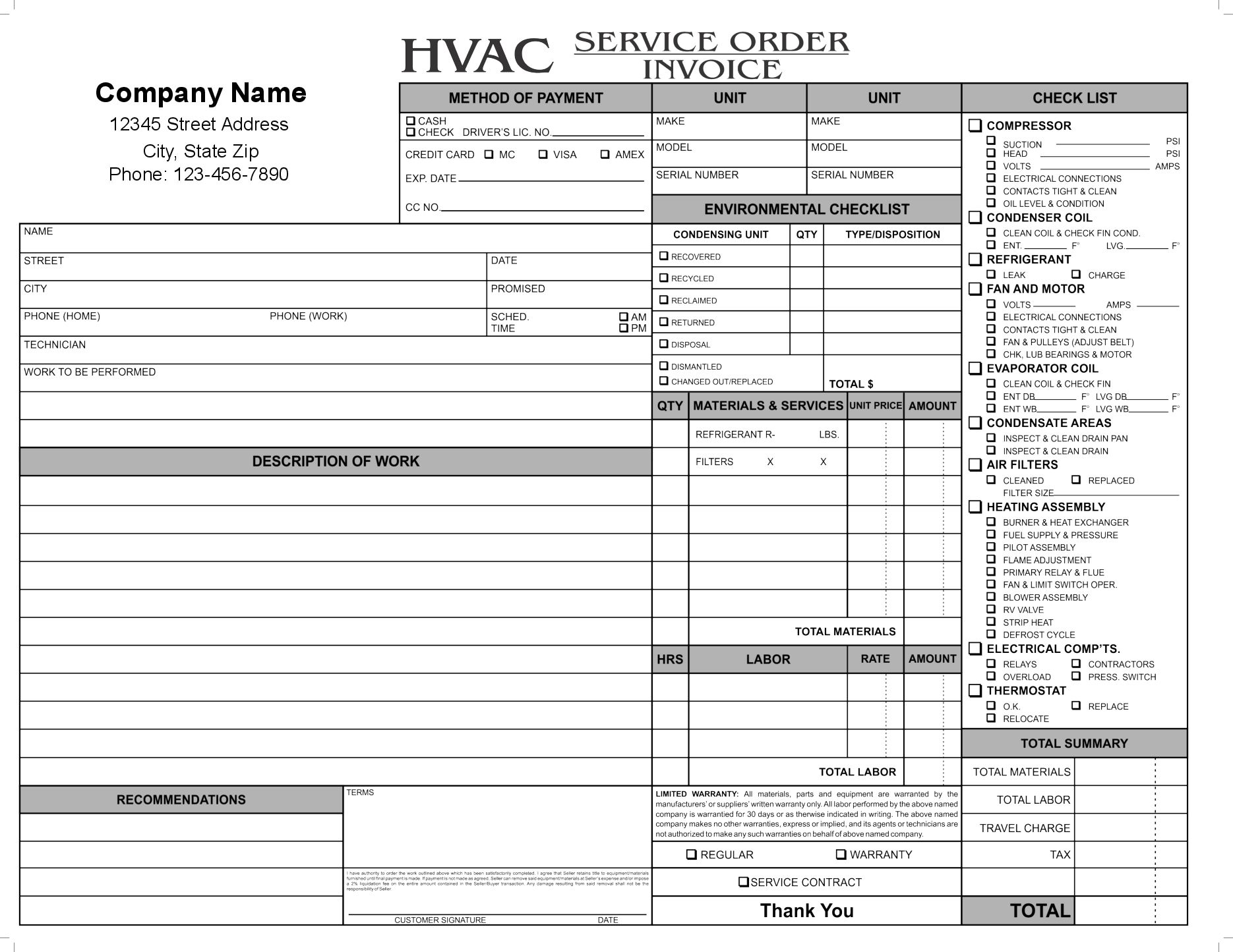 Hvac Invoice Template | Invoice Template Free 2016 | Hvac services