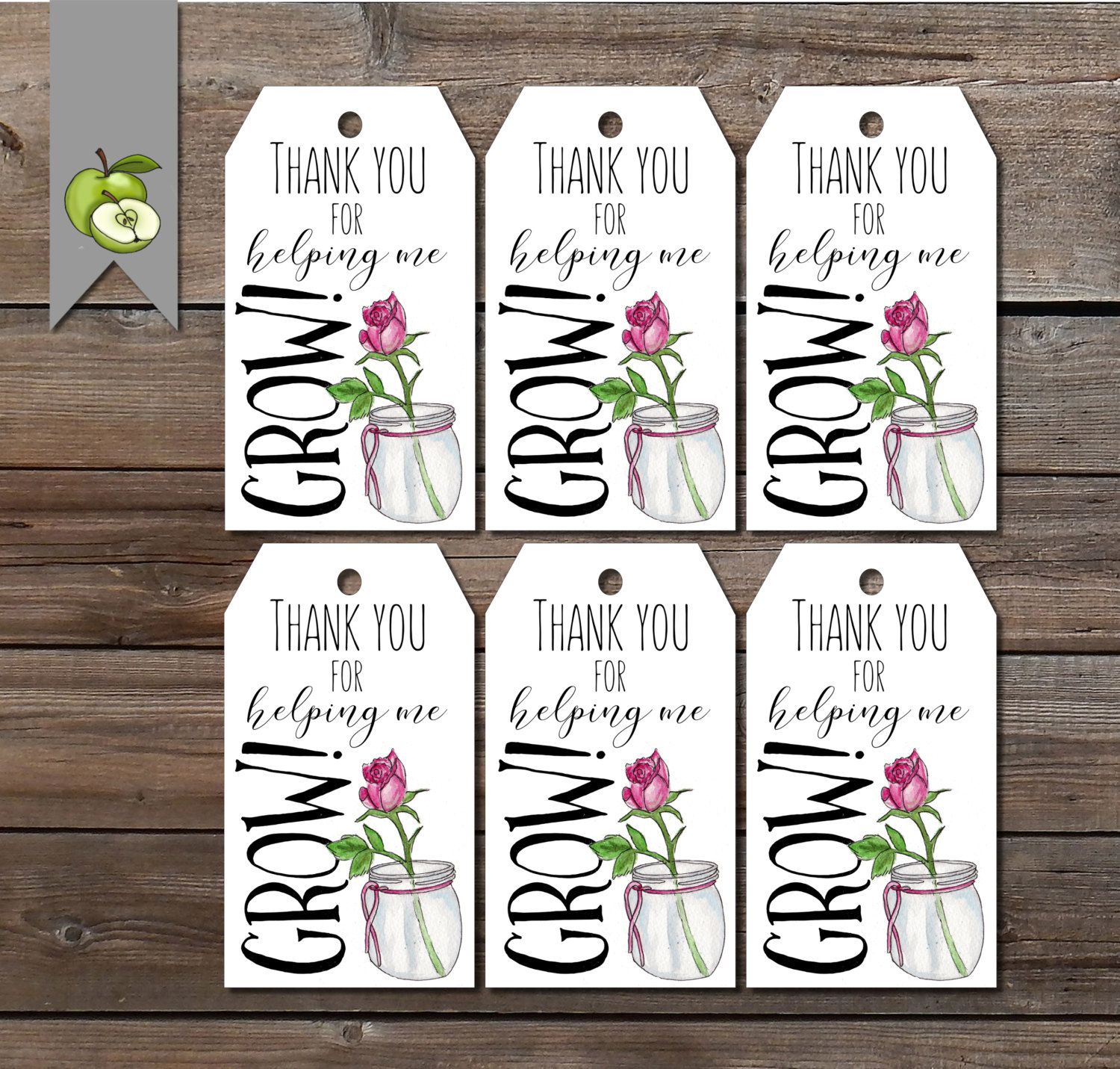 Thank You for Helping Me Grow Teacher Gift Tags Printable - Etsy UK