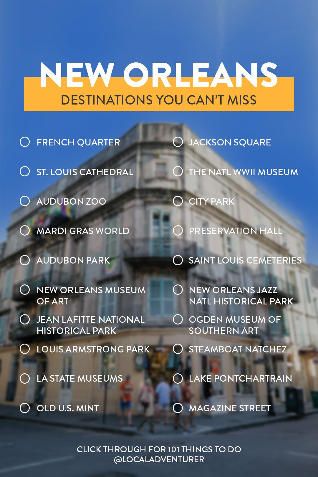 101 Things to Do in New Orleans Bucket List | Louisiana travel, New