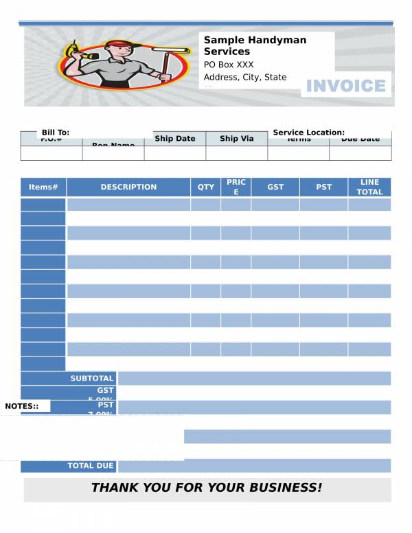 FREE 11+ Handyman Invoice Templates in PDF | MS Word | Excel