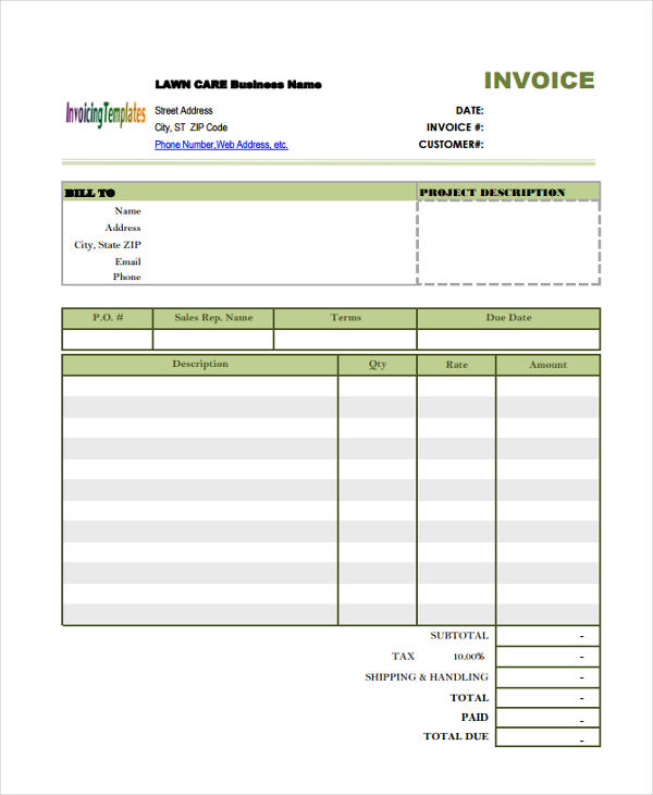 5+ Lawn Care Invoice Templates - Free Samples, Examples Format Download