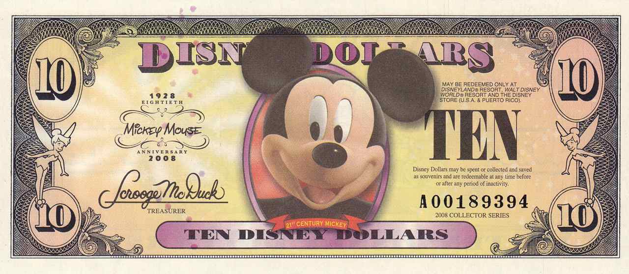 Sundry Collectibles: Disney Dollars - The Currency of Disney