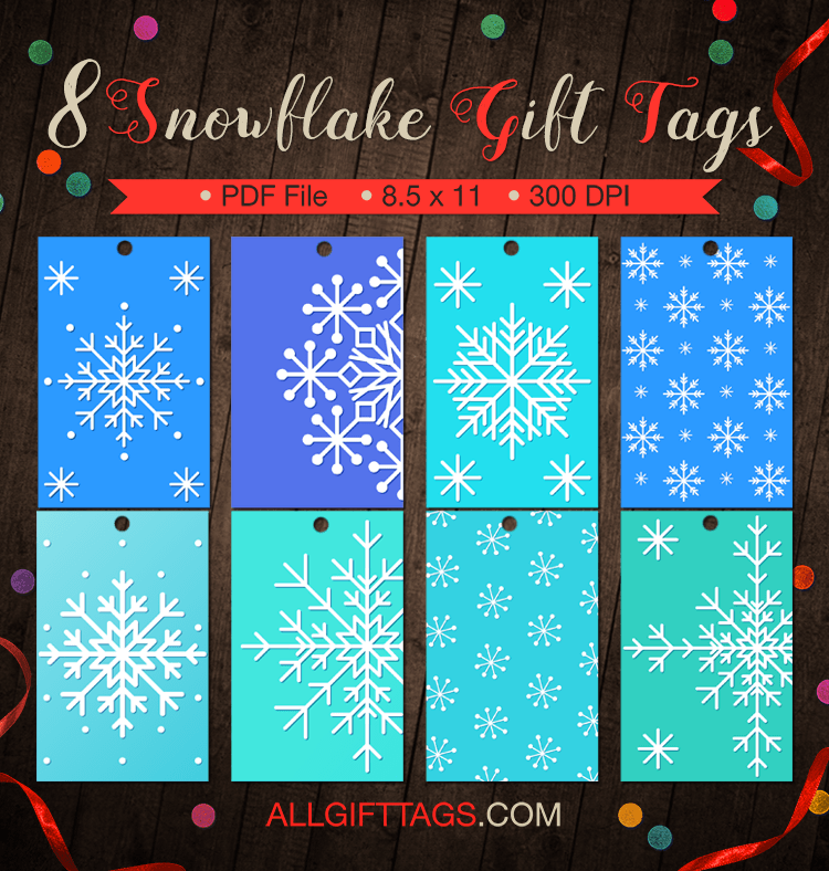 Printable snowflake gift tags. Get them in PDF format