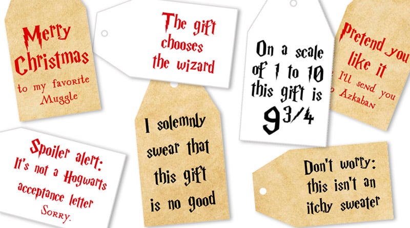 Free Printable Harry Potter Christmas Gift Tags - Lovely Planner