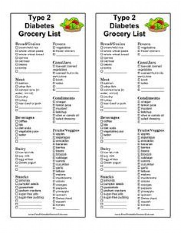 printable diabetic grocery list free pdf download - download free