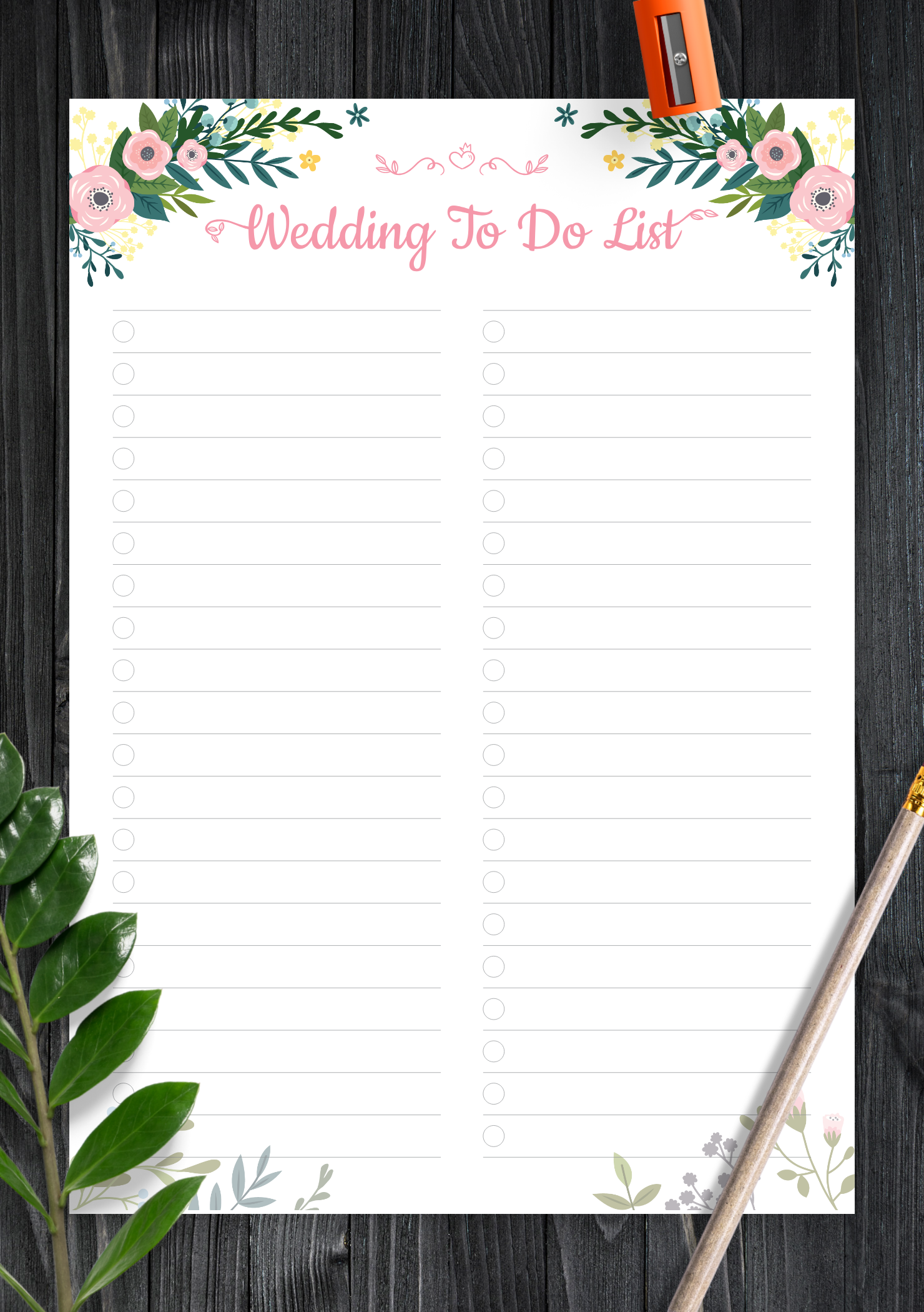 Download Printable Wedding To Do List PDF