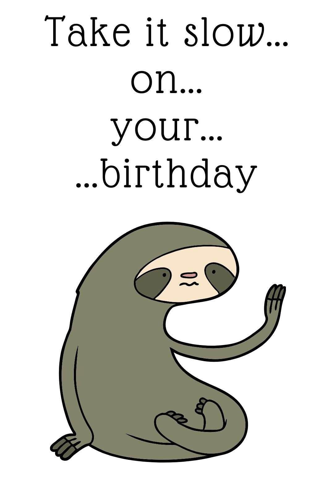 Funny Sloth Printable Birthday Card