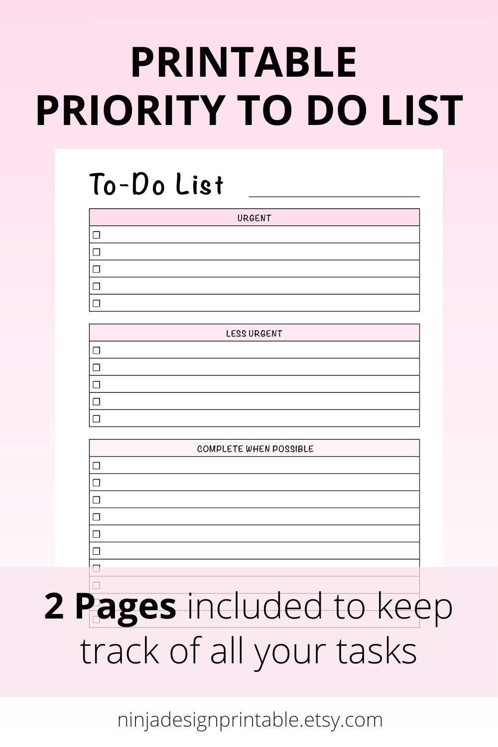 Printable Priority to Do List With Checkboxes - Etsy Canada | Monthly