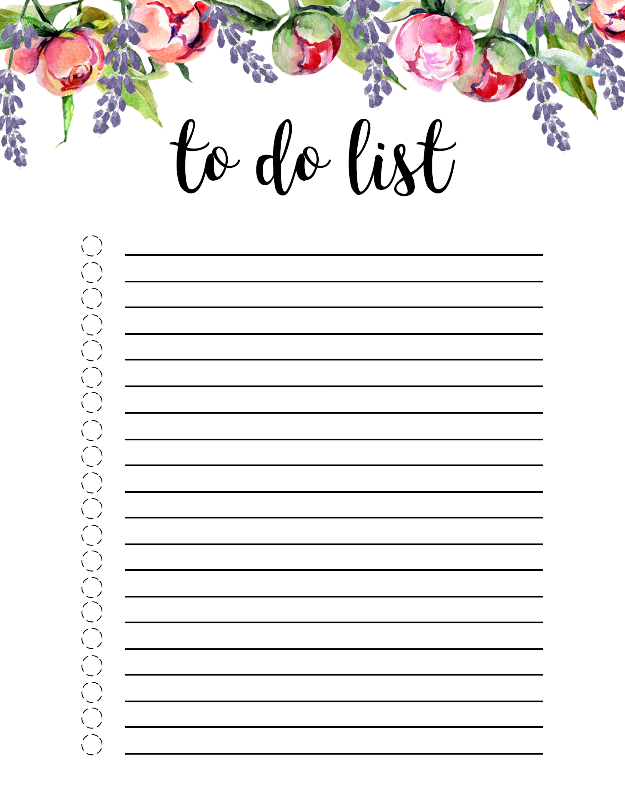 Floral To Do List Printable Template - Paper Trail Design