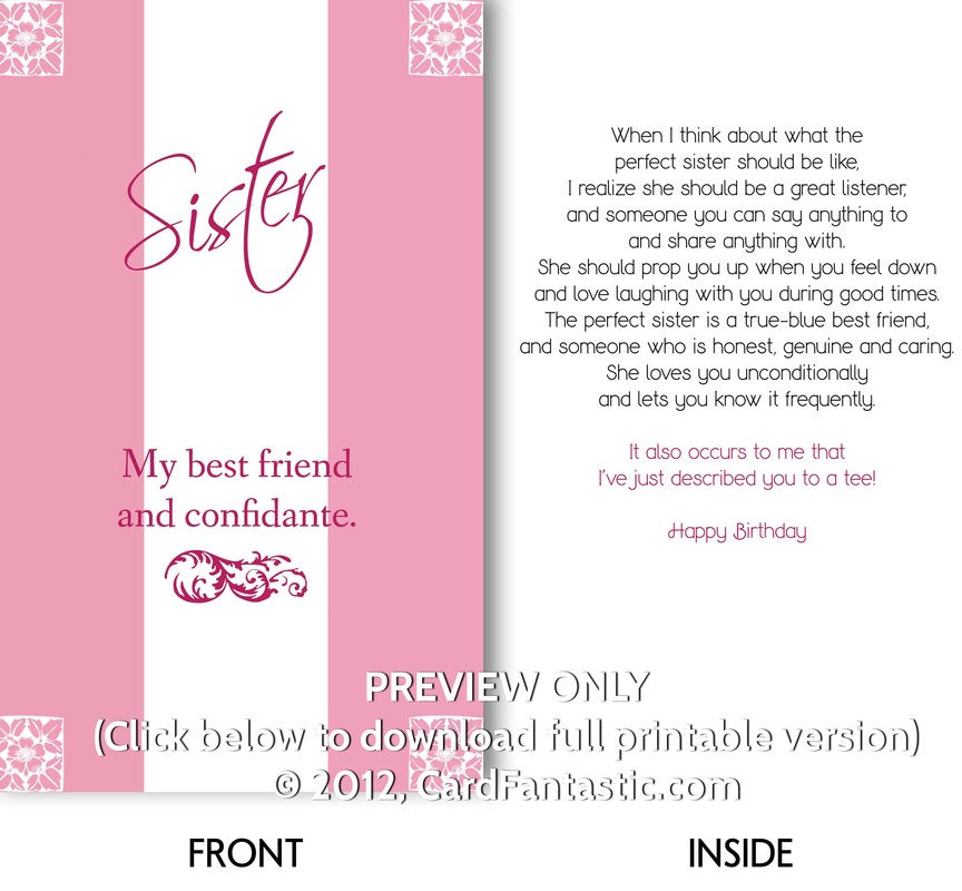5 Best Images of Printable Birthday Cards Sister - Free Sister Birthday