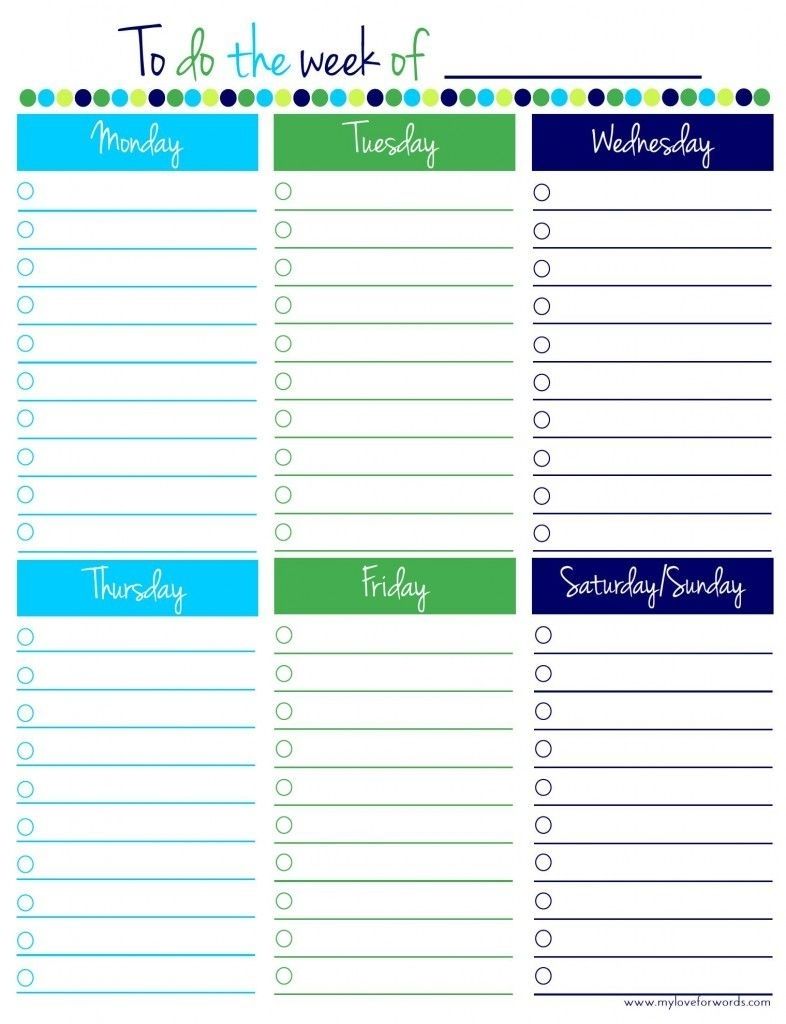 Monday Through Friday Checklist Free Printable | To do lists printable