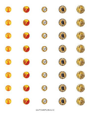 This Printable Play Money worksheet features coins of many