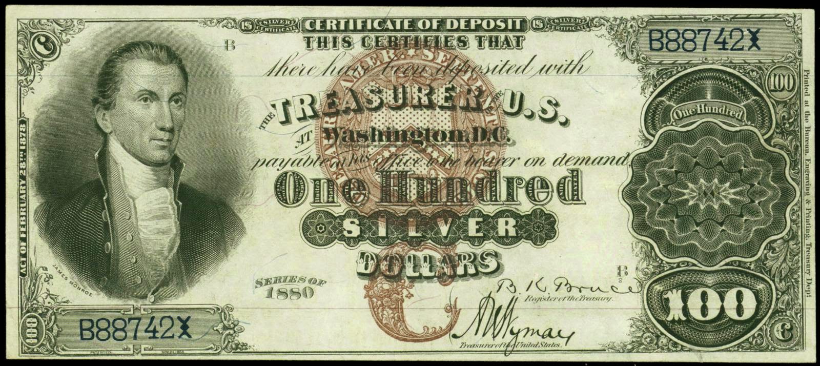 1880 100 Dollar Silver Certificate|World Banknotes & Coins Pictures