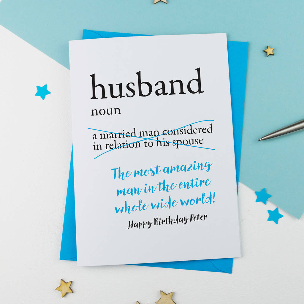 Personalised Dictionary Birthday Card For Husband By A is for Alphabet