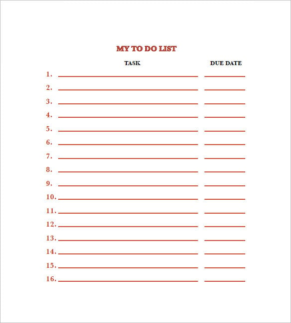 Printable Blank Weekly To Do List template