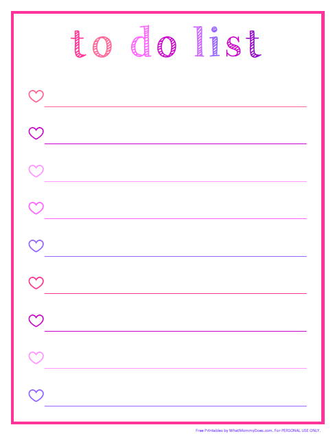 Free Printable To-Do Lists – Cute & Colorful Templates - What Mommy Does