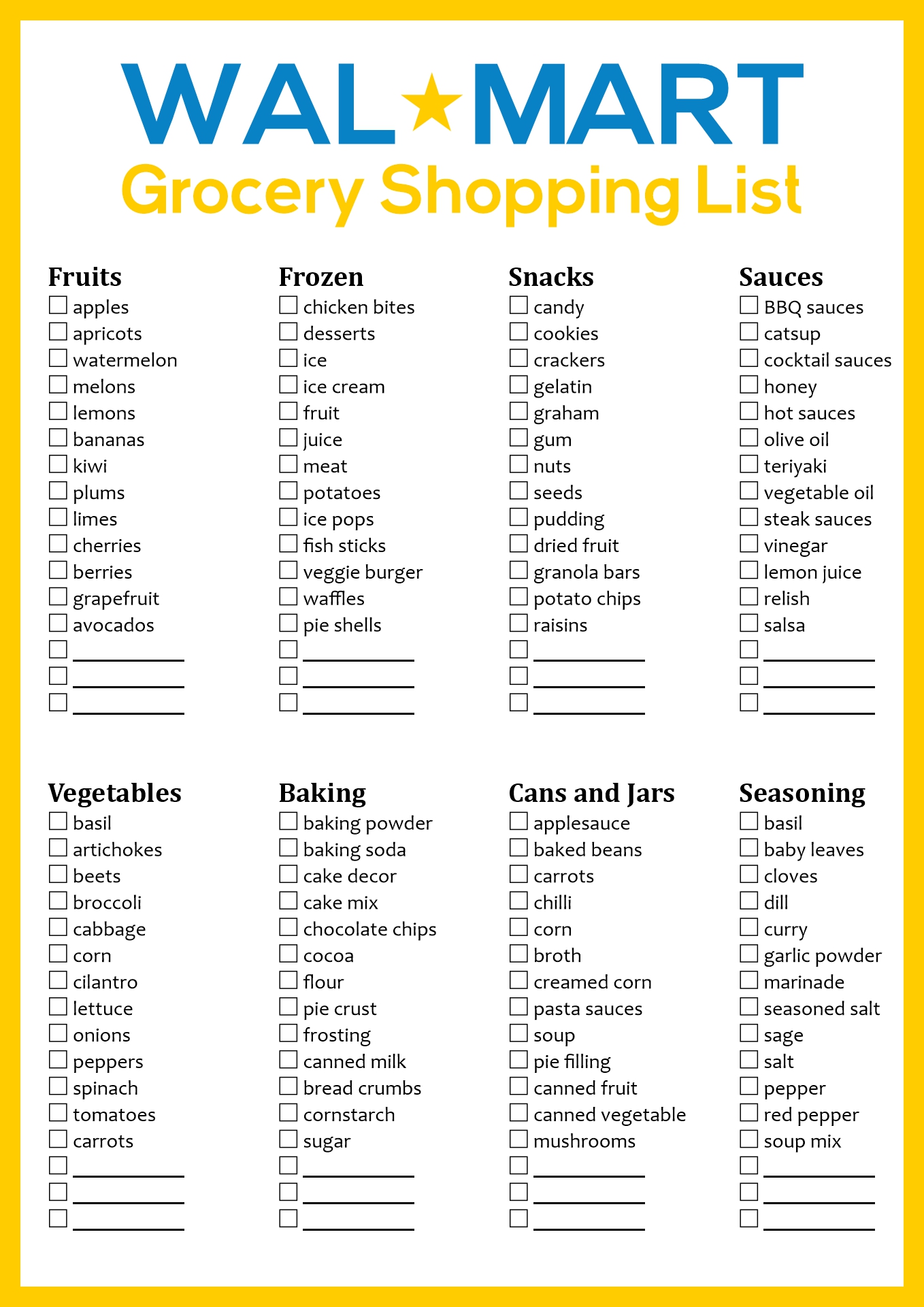 6 Best Images of Walmart Grocery List Printable