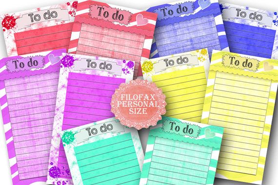 Personal Filofax printable To do list 10 insert pages 5 | Etsy