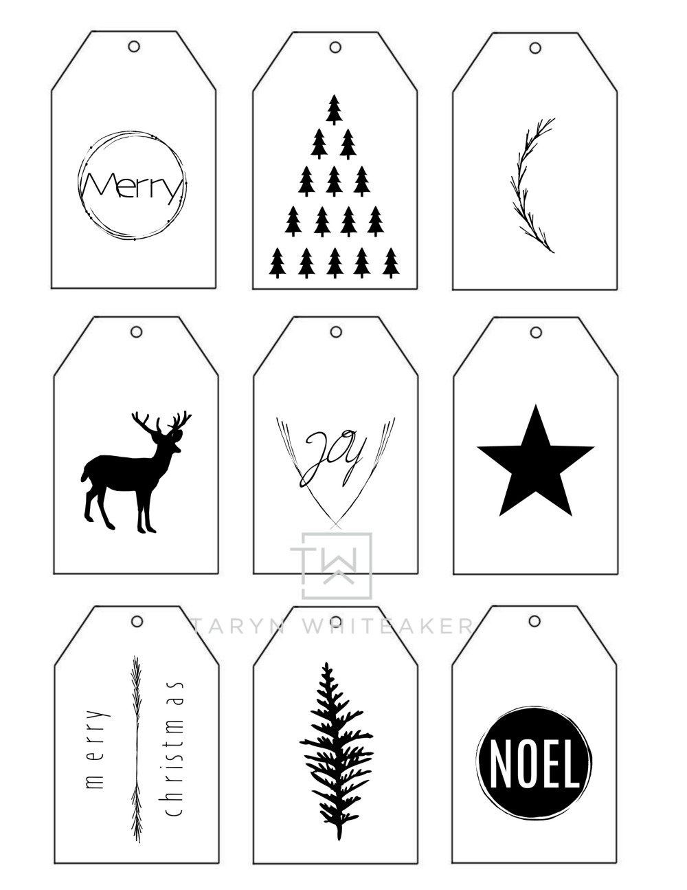 Printable Christmas Gift Tags - Taryn Whiteaker Designs