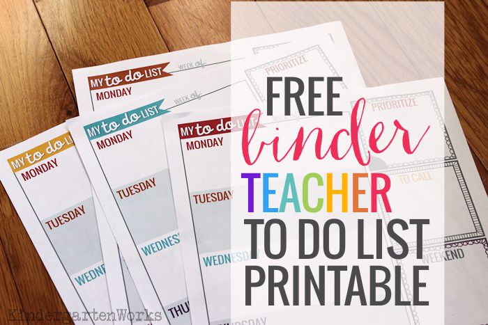 Teacher Planning Weekly To Do List – KindergartenWorks