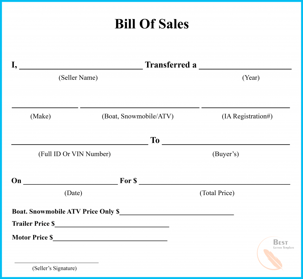 8 Bill Of Sale Template Iowa - Template Free Download