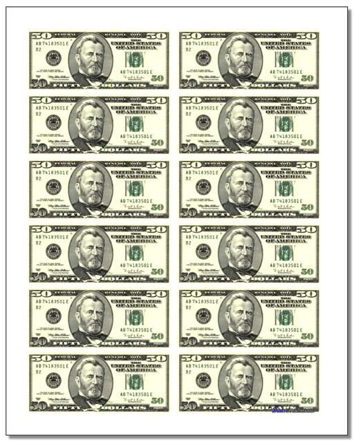 These printable play money sheets can be cutup and used for classroom