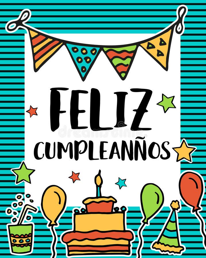 Cumpleanos de Feliz, feliz cumpleaños en la lengua española, cart