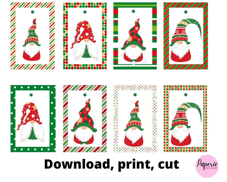 Cute Gnome Christmas Gift Tags Printable Gnome Gift Tags - Etsy