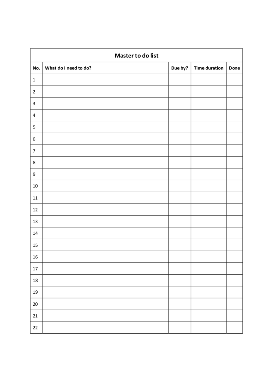 Things To Do List Sample - Edit, Fill, Sign Online | Handypdf