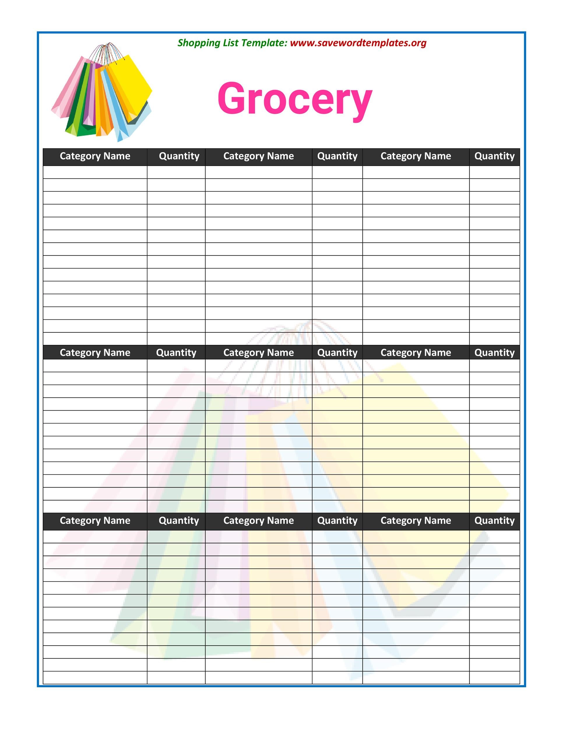 40+ Printable Grocery List Templates (Shopping List) ᐅ TemplateLab