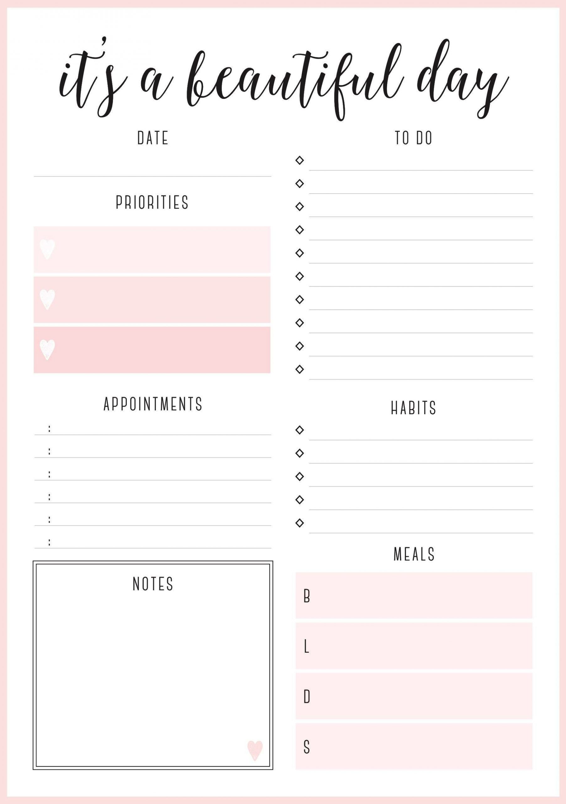 Free Printable Daily Planner Template for Excel PDF Word