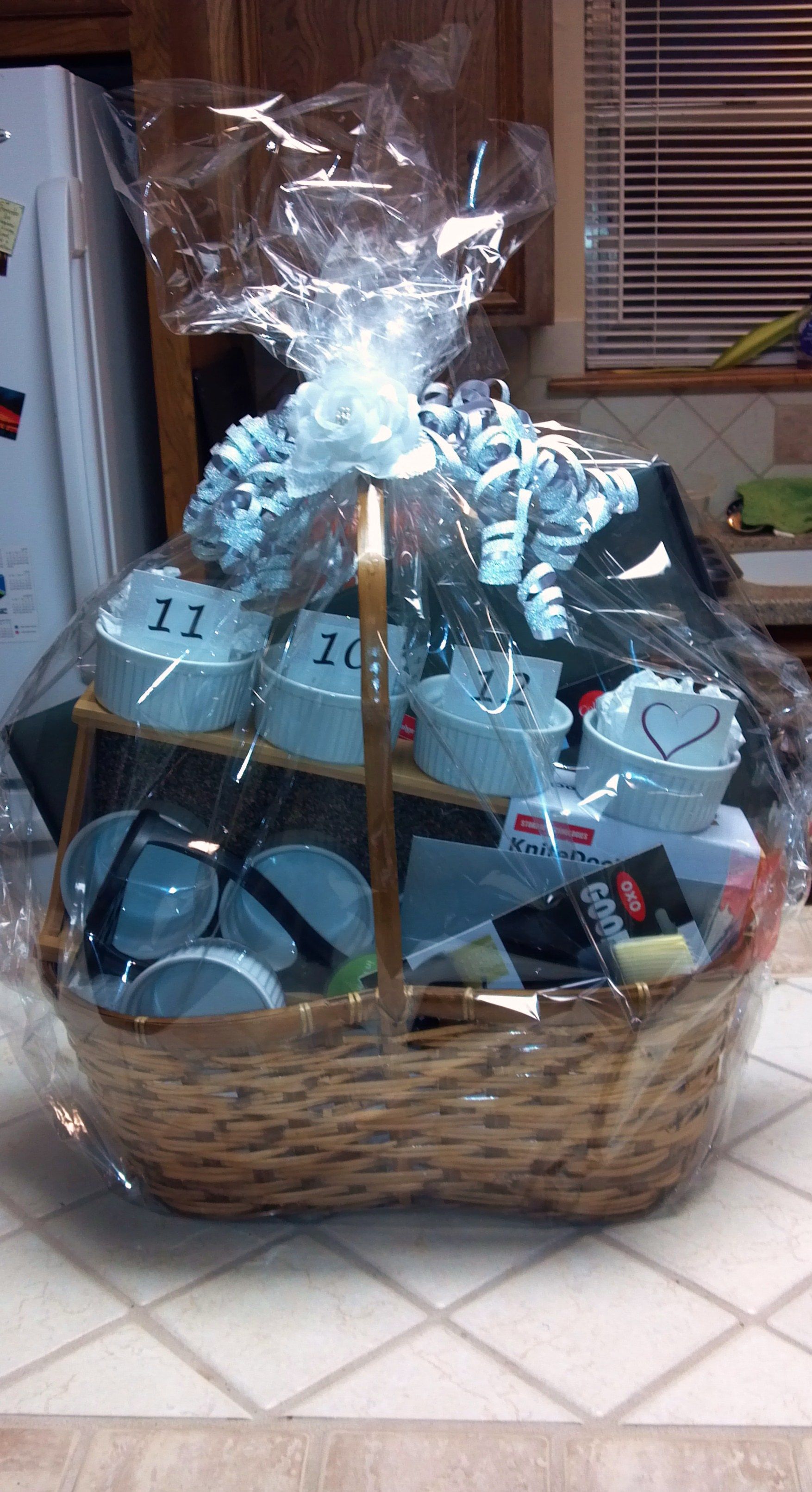 Wine and dine-themed gift basket