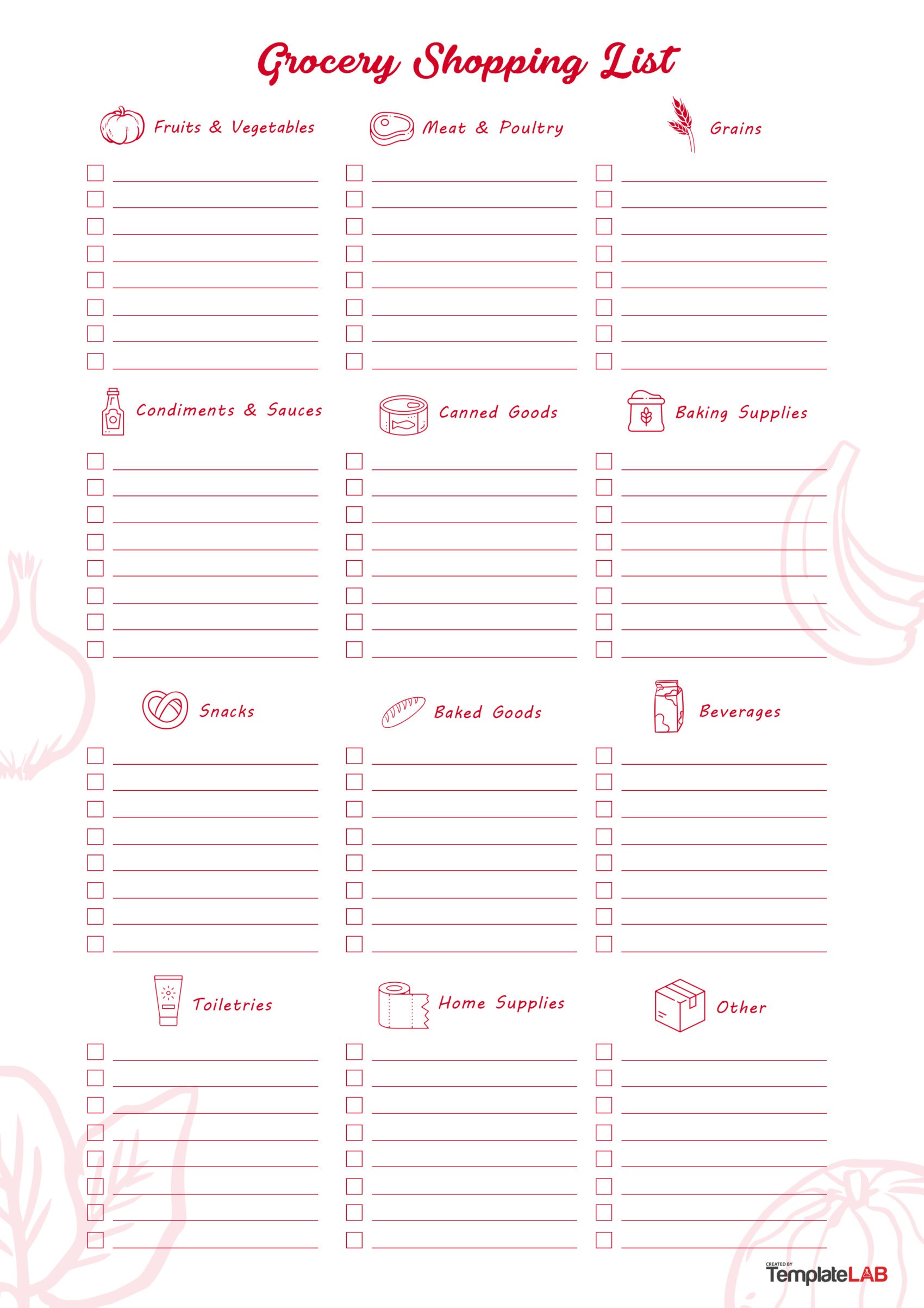 Grocery list template 2