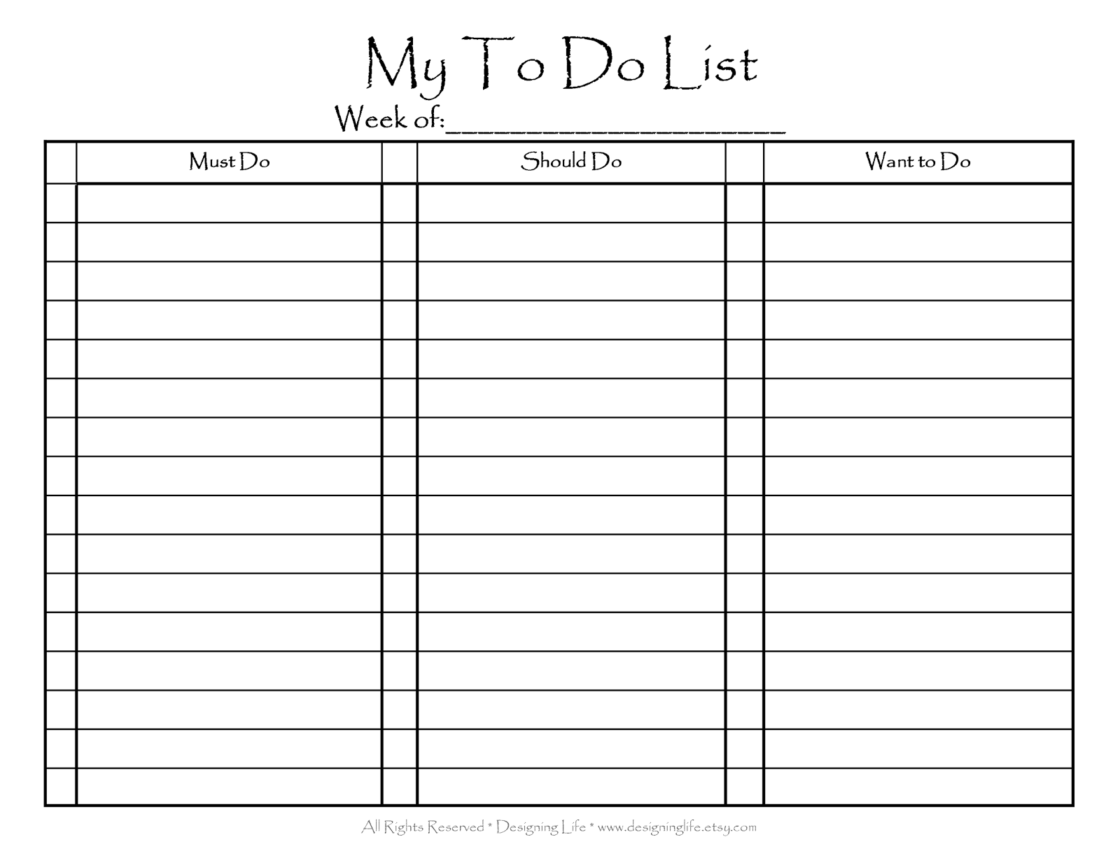 Designing Life: Gift Week Day 1 - To Do List Printable