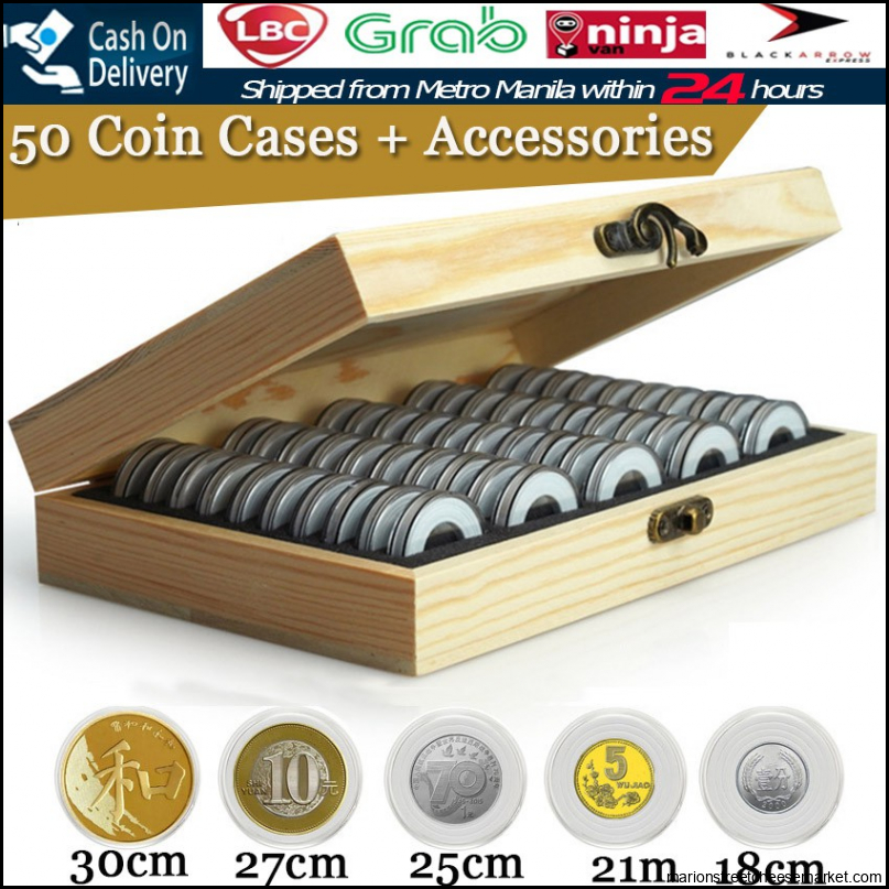 50 Coin Storage Boxes Round Coin Storage Wooden Box Commemorative Coin ...