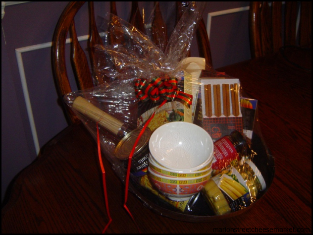 Asian Theme Basket my sister & I put together | Theme baskets, Gift ...