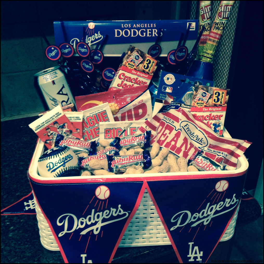 Baseball Themed gift basket. Since the tickets won't arrive in time, I ...