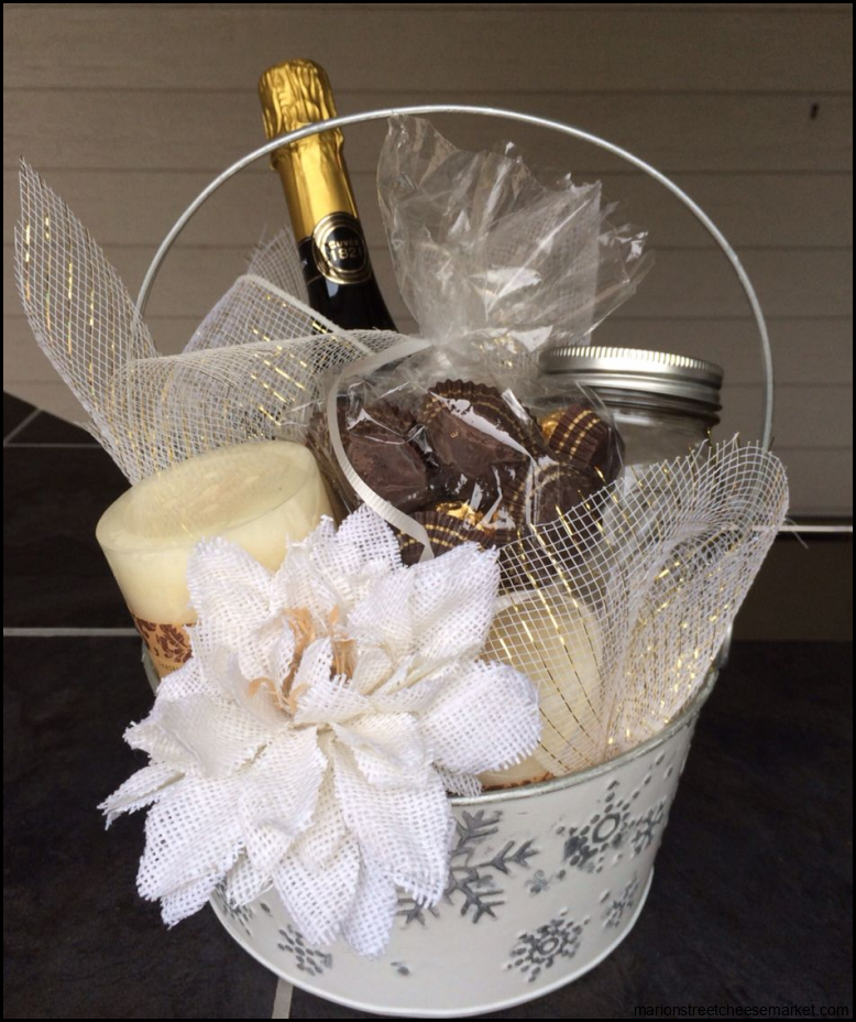 Bridal gift basket Champagne, chocolates and candles | Bridal gift ...